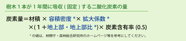 樹木一本が一年間に吸収(固定)する二酸化炭素の量